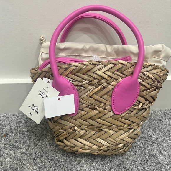 Brand new HM natural star crossbody bag with pink straps and top handle - Picture 1 of 6